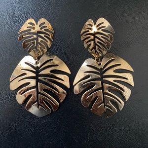 Gold Double Leaf Earrings